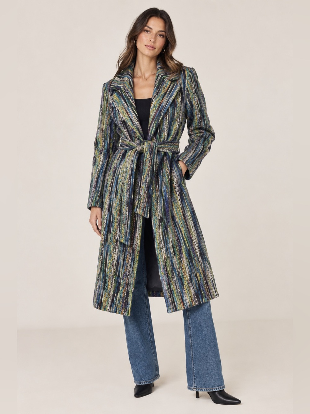 Kathy Ireland Multi-Color Faux Wool Duster Coat - NWT, Large